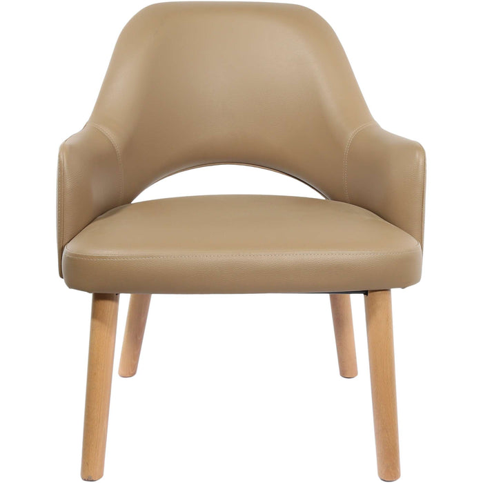 Durafurn BonBon Armchair - Trojan Oak Legs/Taupe Vinyl Shell