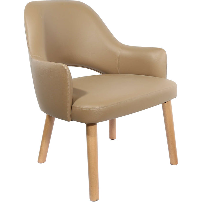 Durafurn BonBon Armchair - Trojan Oak Legs/Taupe Vinyl Shell