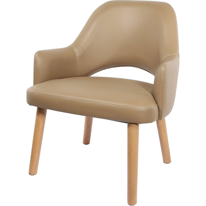 Durafurn BonBon Armchair - Trojan Oak Legs/Taupe Vinyl Shell