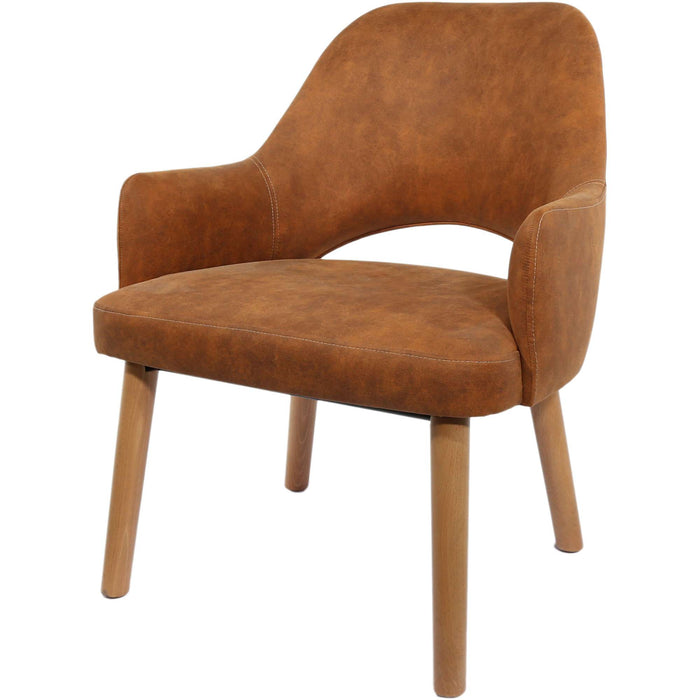 Durafurn BonBon Armchair - Trojan Oak Legs/Tan Fabric Shell