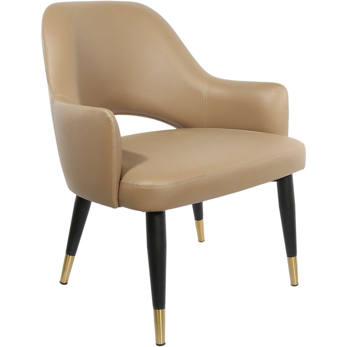 Durafurn BonBon Armchair - Metal Black with Brass tips/Taupe Vinyl Shell