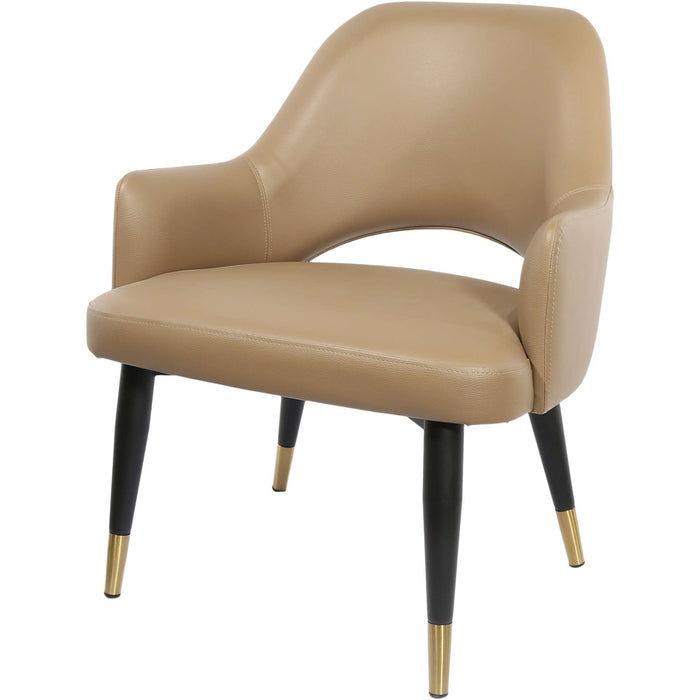 Durafurn BonBon Armchair - Metal Black with Brass tips/Taupe Vinyl Shell