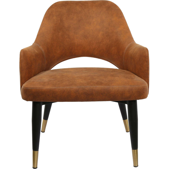 Durafurn BonBon Armchair - Metal Black with Brass tips/Tan Fabric Shell