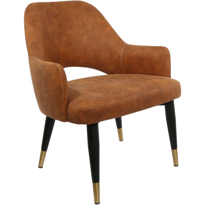 Durafurn BonBon Armchair - Metal Black with Brass tips/Tan Fabric Shell
