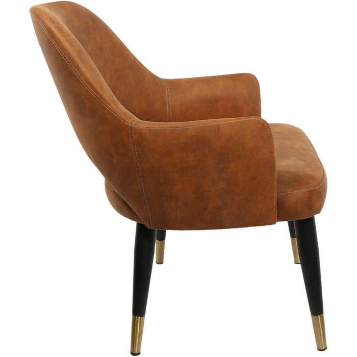 Durafurn BonBon Armchair - Metal Black with Brass tips/Tan Fabric Shell