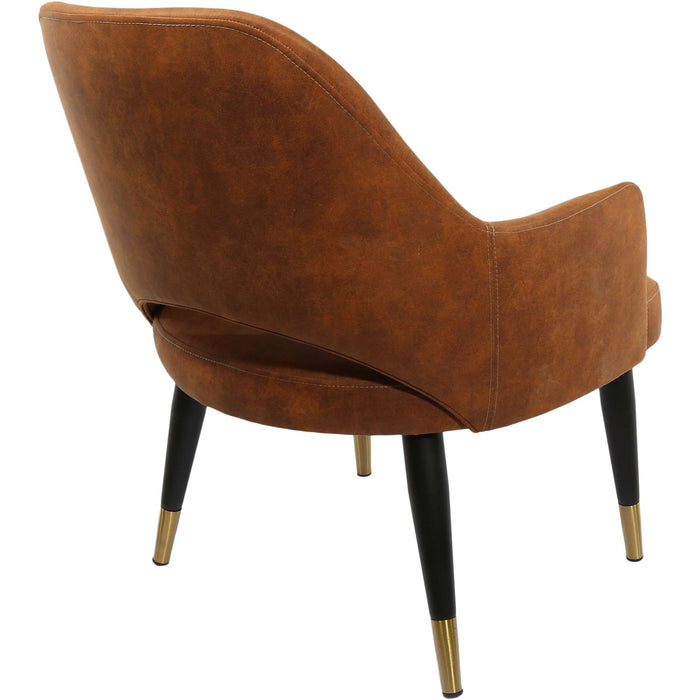 Durafurn BonBon Armchair - Metal Black with Brass tips/Tan Fabric Shell