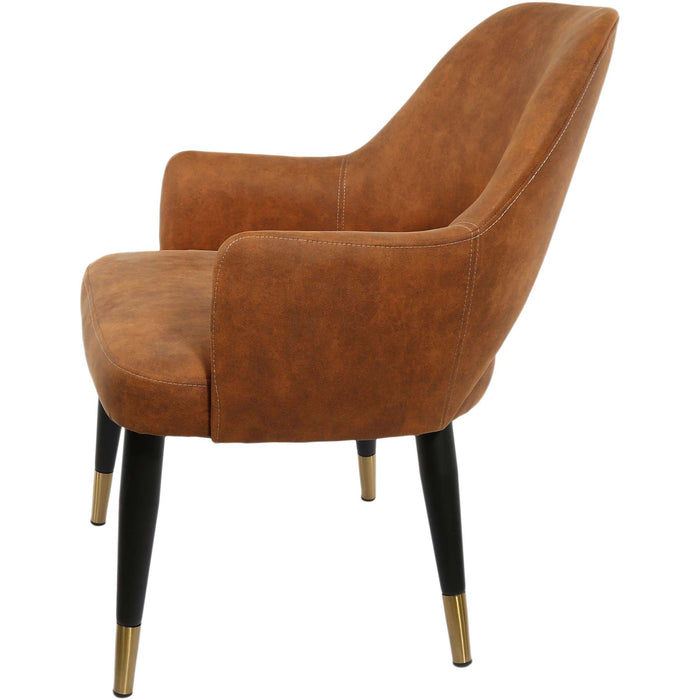Durafurn BonBon Armchair - Metal Black with Brass tips/Tan Fabric Shell