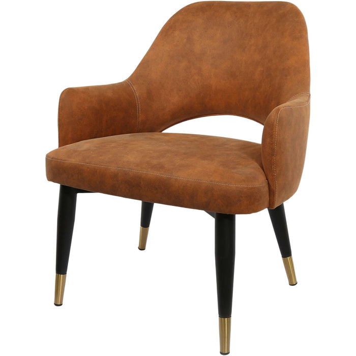 Durafurn BonBon Armchair - Metal Black with Brass tips/Tan Fabric Shell
