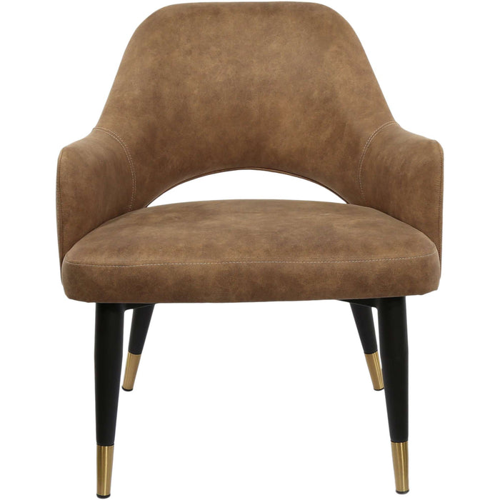 Durafurn BonBon Armchair - Metal Black with Brass tips/Mocha Fabric Shell