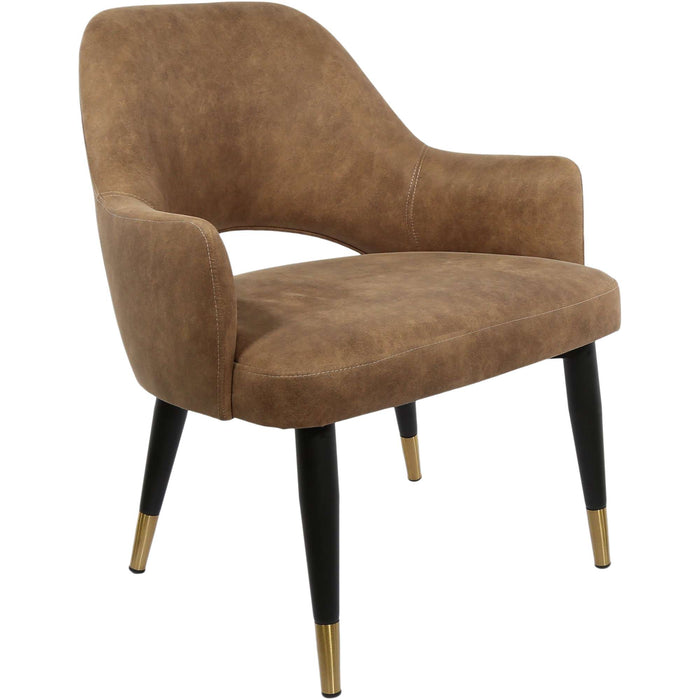 Durafurn BonBon Armchair - Metal Black with Brass tips/Mocha Fabric Shell