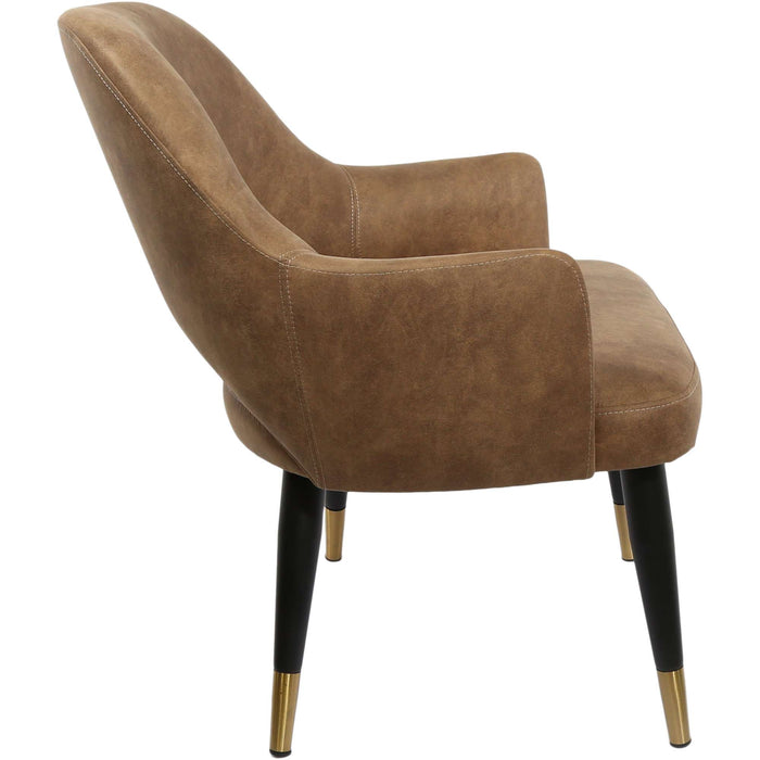 Durafurn BonBon Armchair - Metal Black with Brass tips/Mocha Fabric Shell