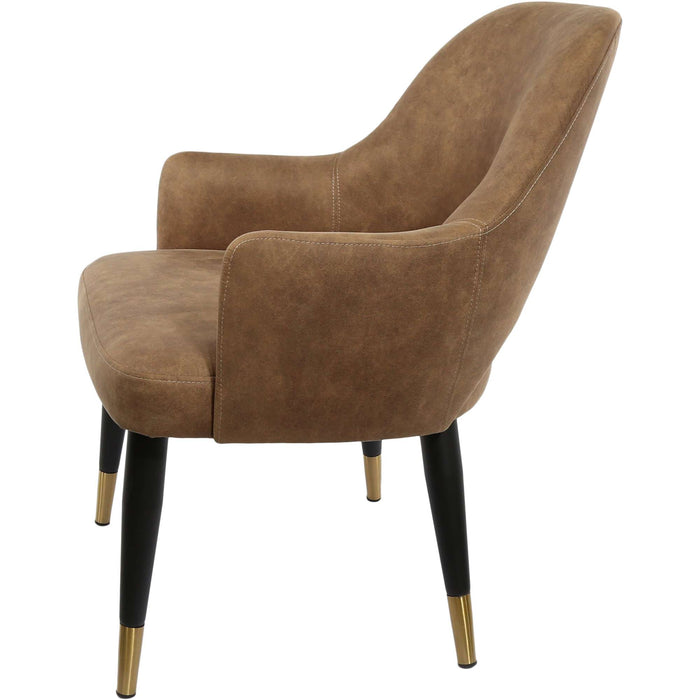 Durafurn BonBon Armchair - Metal Black with Brass tips/Mocha Fabric Shell