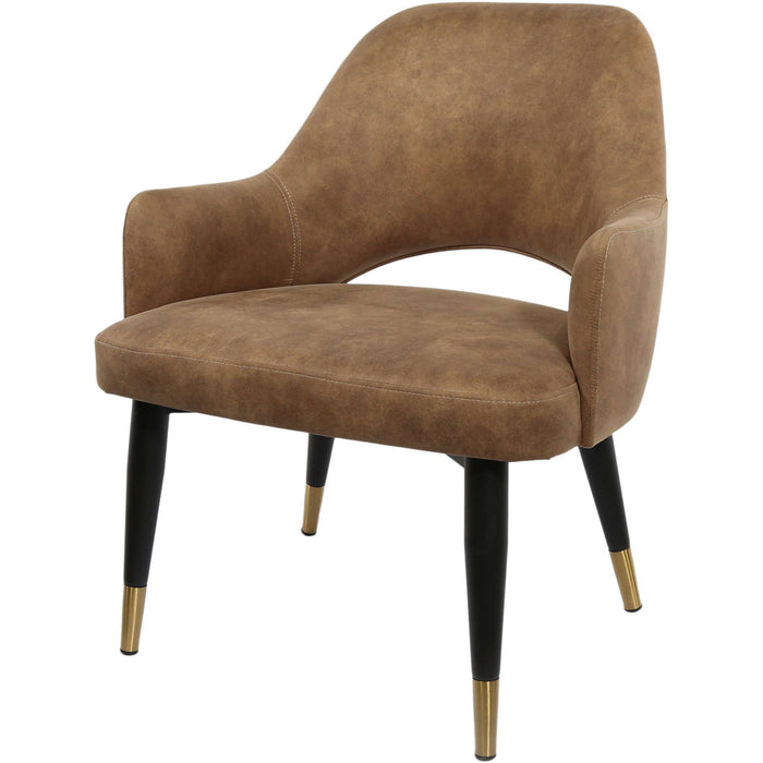 Durafurn BonBon Armchair - Metal Black with Brass tips/Mocha Fabric Shell