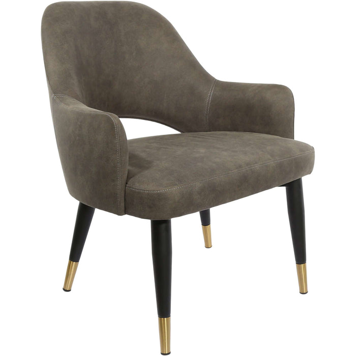 Durafurn BonBon Armchair - Metal Black with Brass tips/Charcoal Fabric Shell