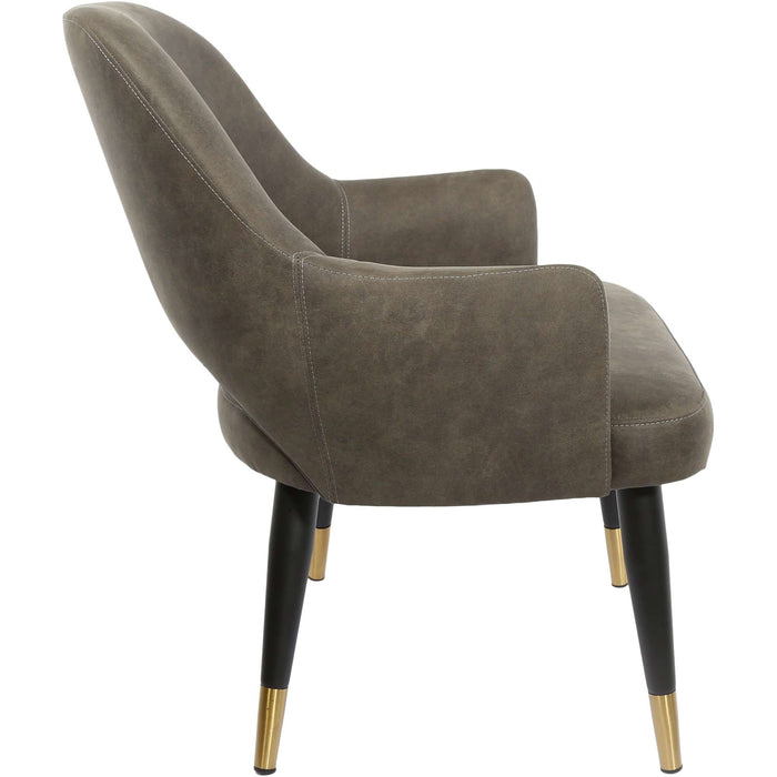 Durafurn BonBon Armchair - Metal Black with Brass tips/Charcoal Fabric Shell