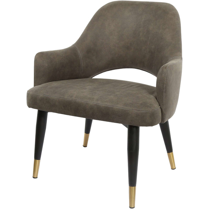 Durafurn BonBon Armchair - Metal Black with Brass tips/Charcoal Fabric Shell