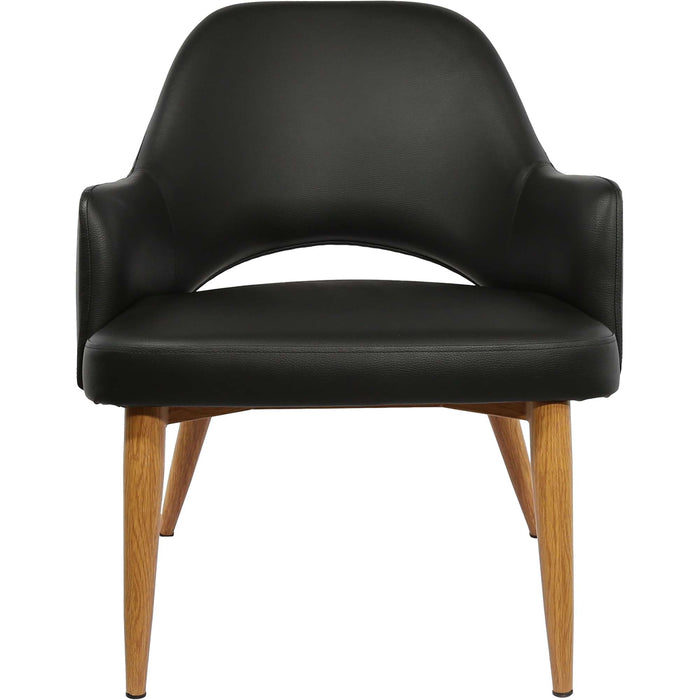 Durafurn BonBon Armchair - Metal Timber Image Natural Oak /Black Vinyl Shell