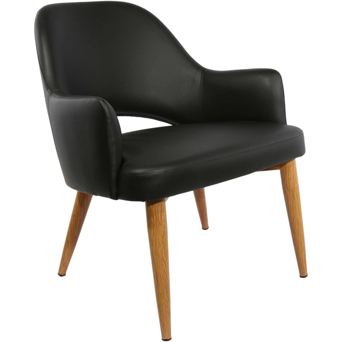 Durafurn BonBon Armchair - Metal Timber Image Natural Oak /Black Vinyl Shell