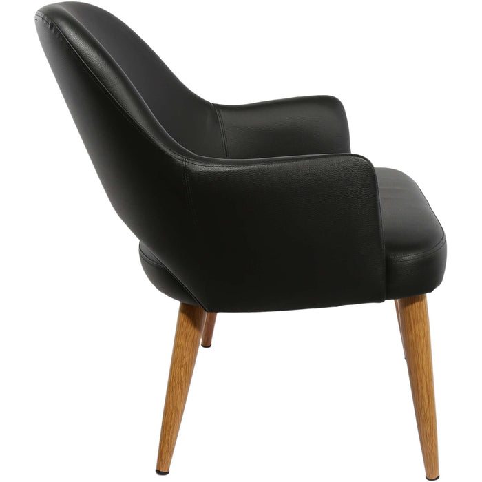Durafurn BonBon Armchair - Metal Timber Image Natural Oak /Black Vinyl Shell