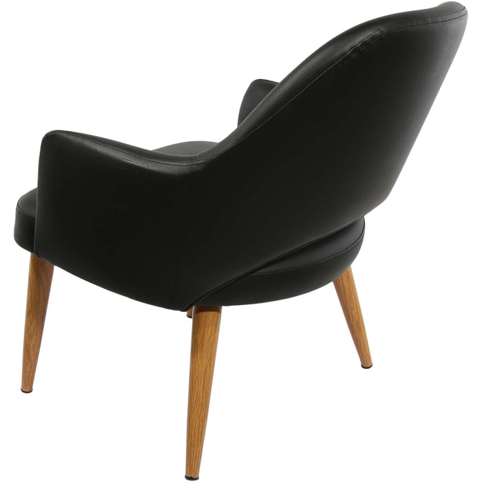 Durafurn BonBon Armchair - Metal Timber Image Natural Oak /Black Vinyl Shell