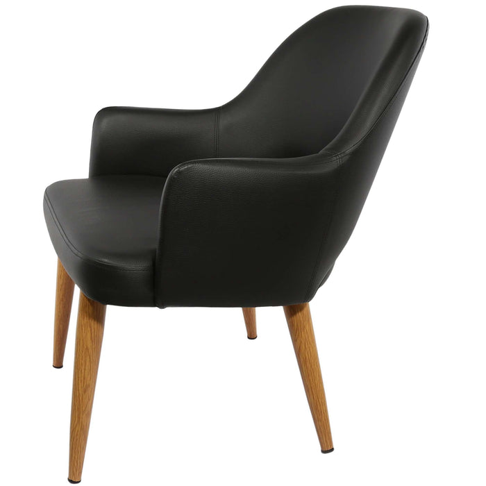 Durafurn BonBon Armchair - Metal Timber Image Natural Oak /Black Vinyl Shell