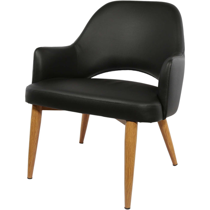 Durafurn BonBon Armchair - Metal Timber Image Natural Oak /Black Vinyl Shell