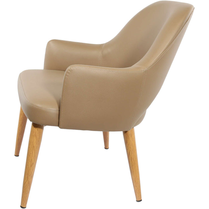 Durafurn BonBon Armchair - Metal Timber Image Natural Oak /Taupe Vinyl Shell