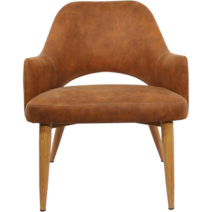 Durafurn BonBon Armchair - Metal Timber Image Natural Oak /Tan Fabric Shell
