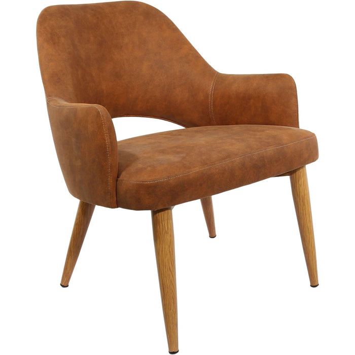 Durafurn BonBon Armchair - Metal Timber Image Natural Oak /Tan Fabric Shell