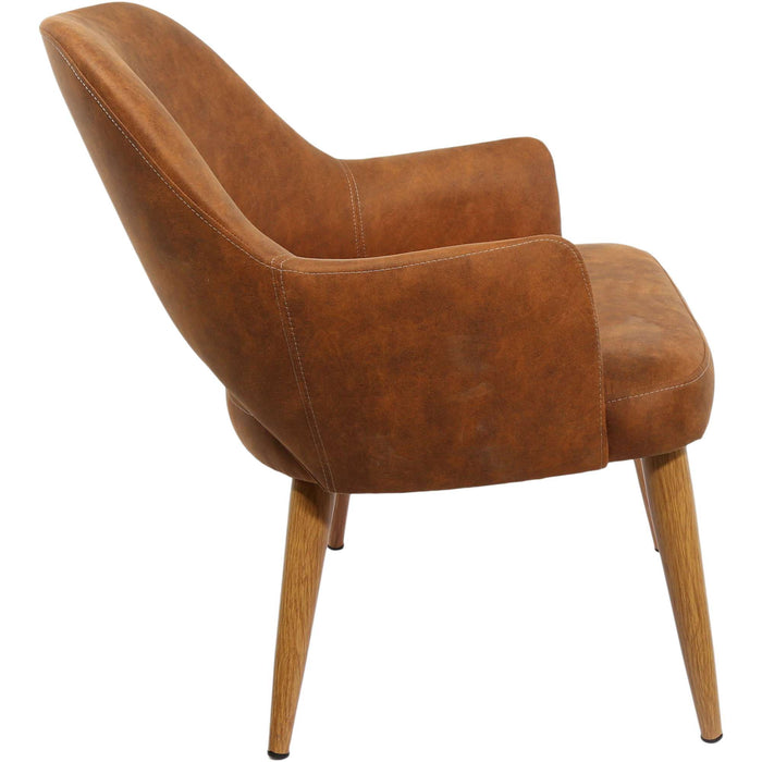 Durafurn BonBon Armchair - Metal Timber Image Natural Oak /Tan Fabric Shell
