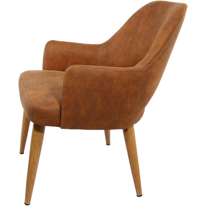 Durafurn BonBon Armchair - Metal Timber Image Natural Oak /Tan Fabric Shell