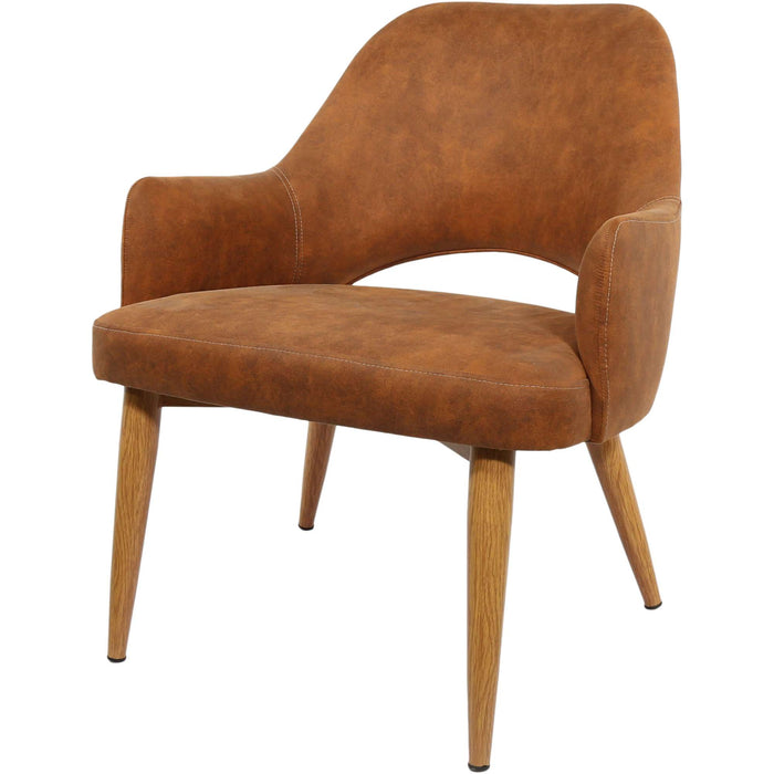 Durafurn BonBon Armchair - Metal Timber Image Natural Oak /Tan Fabric Shell