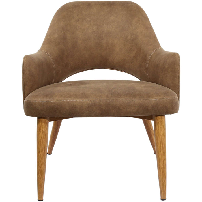 Durafurn BonBon Armchair - Metal Timber Image Natural Oak /Mocha Fabric Shell