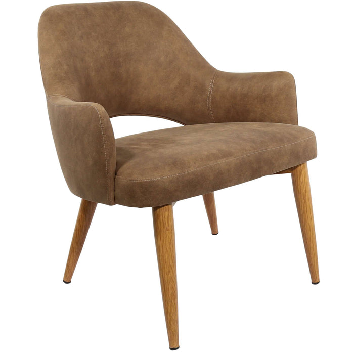 Durafurn BonBon Armchair - Metal Timber Image Natural Oak /Mocha Fabric Shell