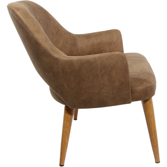 Durafurn BonBon Armchair - Metal Timber Image Natural Oak /Mocha Fabric Shell