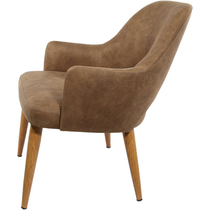 Durafurn BonBon Armchair - Metal Timber Image Natural Oak /Mocha Fabric Shell