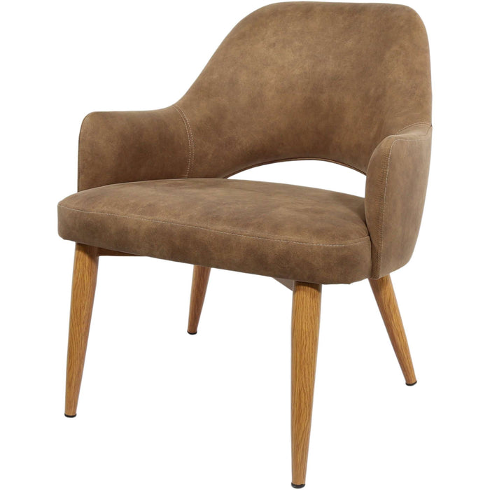 Durafurn BonBon Armchair - Metal Timber Image Natural Oak /Mocha Fabric Shell