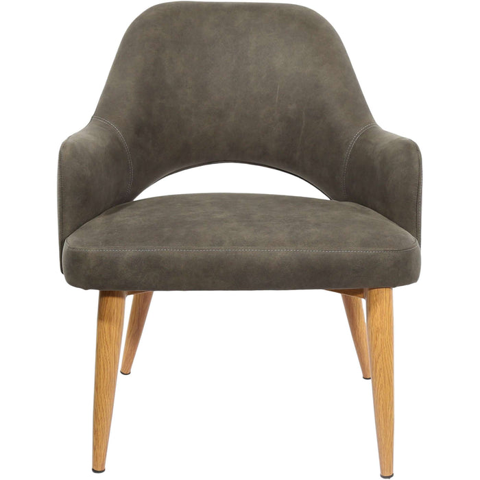 Durafurn BonBon Armchair - Metal Timber Image Natural Oak /Charcoal Fabric Shell