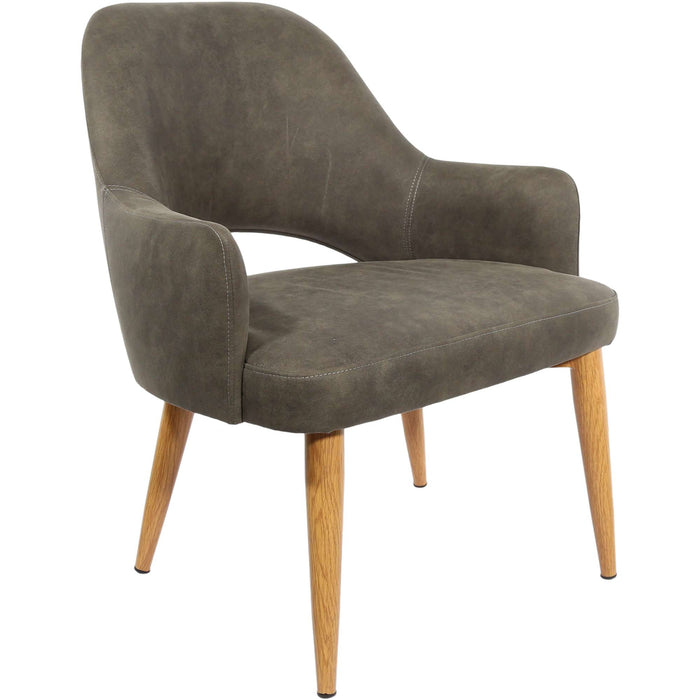 Durafurn BonBon Armchair - Metal Timber Image Natural Oak /Charcoal Fabric Shell