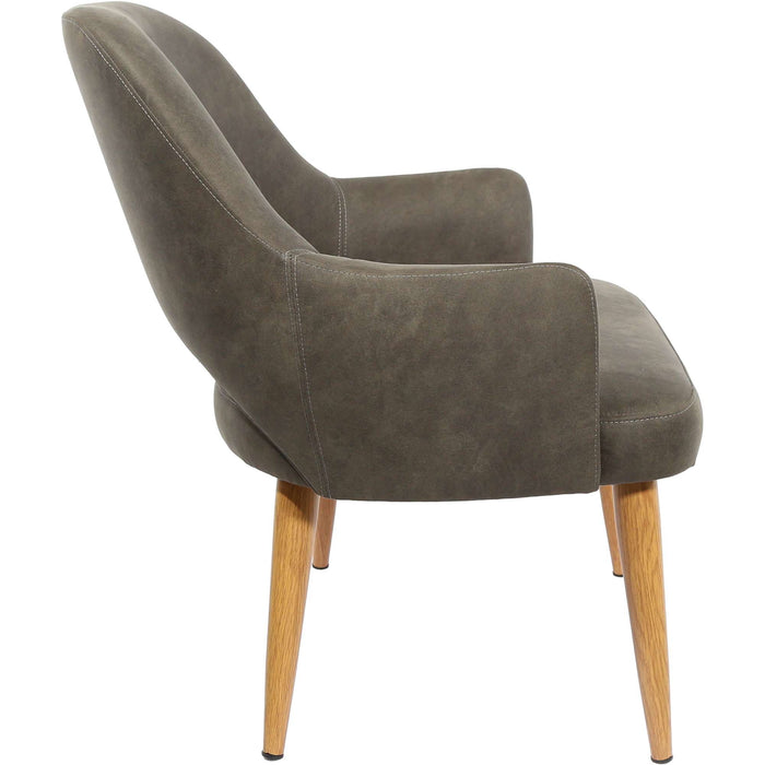 Durafurn BonBon Armchair - Metal Timber Image Natural Oak /Charcoal Fabric Shell