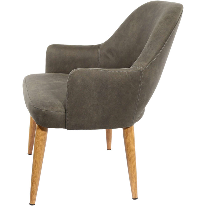 Durafurn BonBon Armchair - Metal Timber Image Natural Oak /Charcoal Fabric Shell
