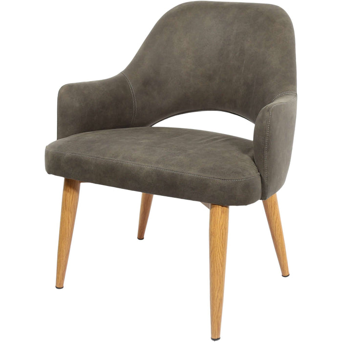 Durafurn BonBon Armchair - Metal Timber Image Natural Oak /Charcoal Fabric Shell