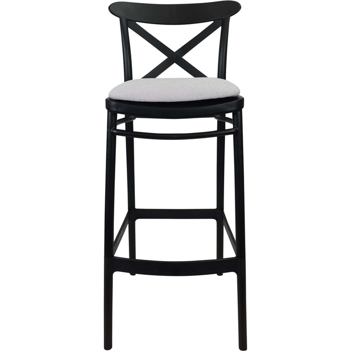 Siesta Cross Bar Stool 75cm (Dry Bar Height) - Black with Light Grey Fabric Cushion