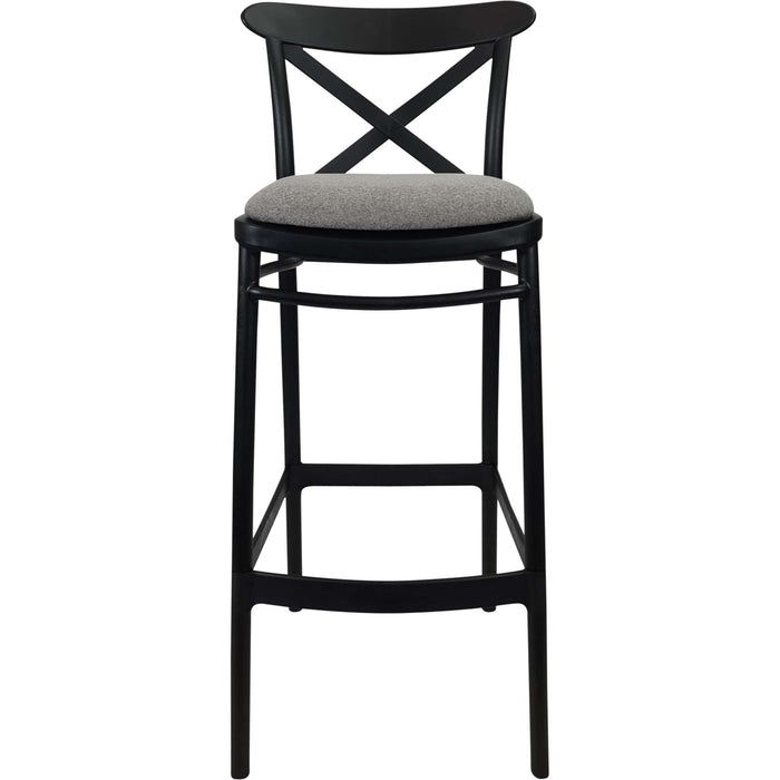 Siesta Cross Bar Stool 75cm (Dry Bar Height) - Black with Taupe Fabric Cushion