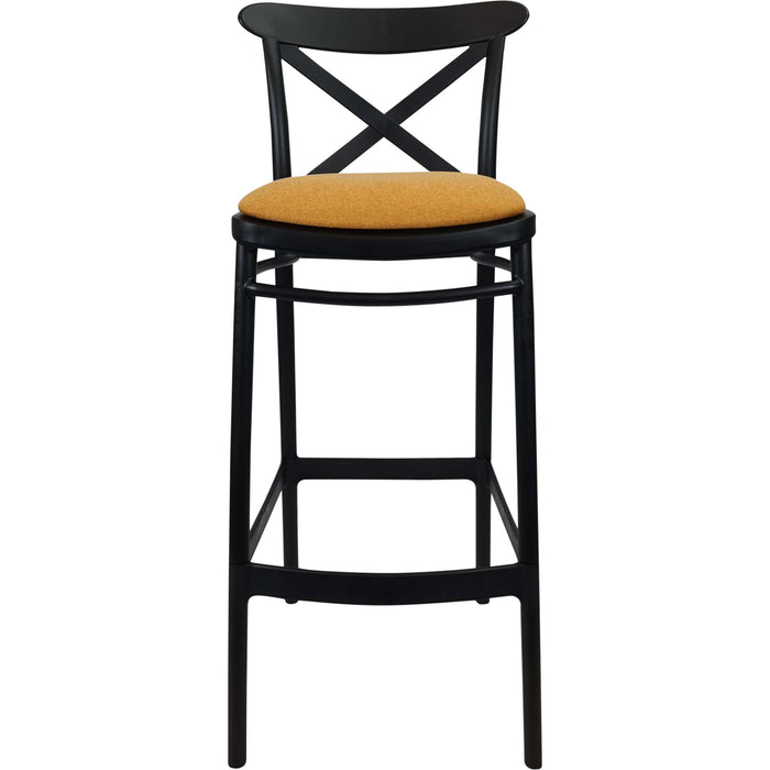 Siesta Cross Bar Stool 75cm (Dry Bar Height) - Black with Orange Fabric Cushion