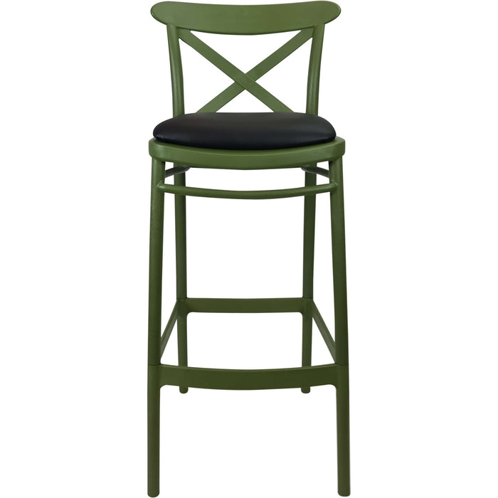 Siesta Cross Bar Stool 75cm (Dry Bar Height) - Black with Black Vinyl Cushion
