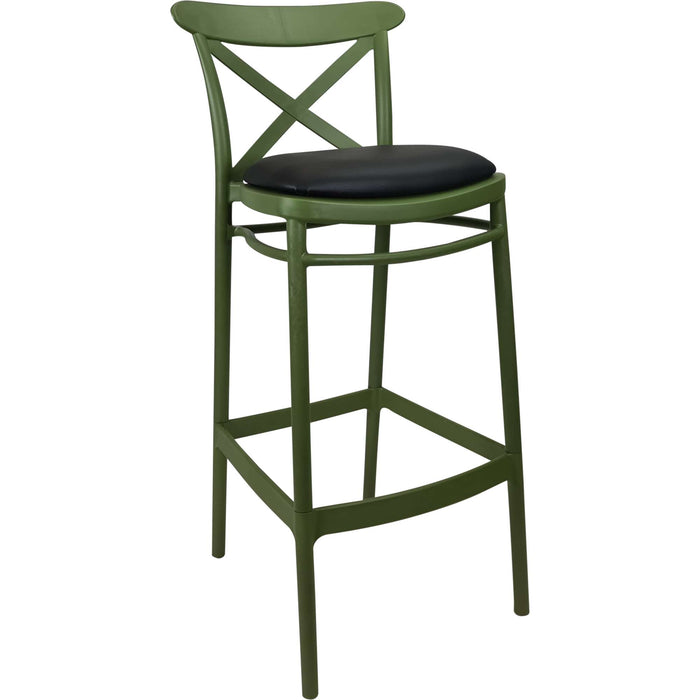 Siesta Cross Bar Stool 75cm (Dry Bar Height) - Black with Black Vinyl Cushion