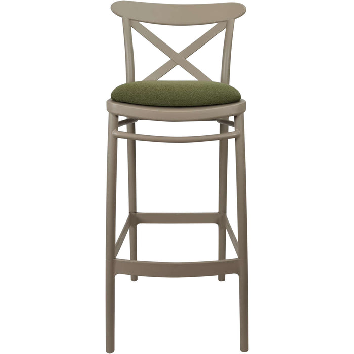 Siesta Cross Bar Stool 75cm (Dry Bar Height) - Taupe with Anthracite Fabric Cushion