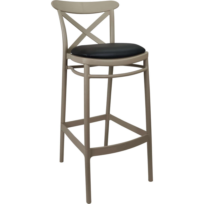Siesta Cross Bar Stool 65cm (Counter Height) - Taupe with Anthracite Fabric Cushion