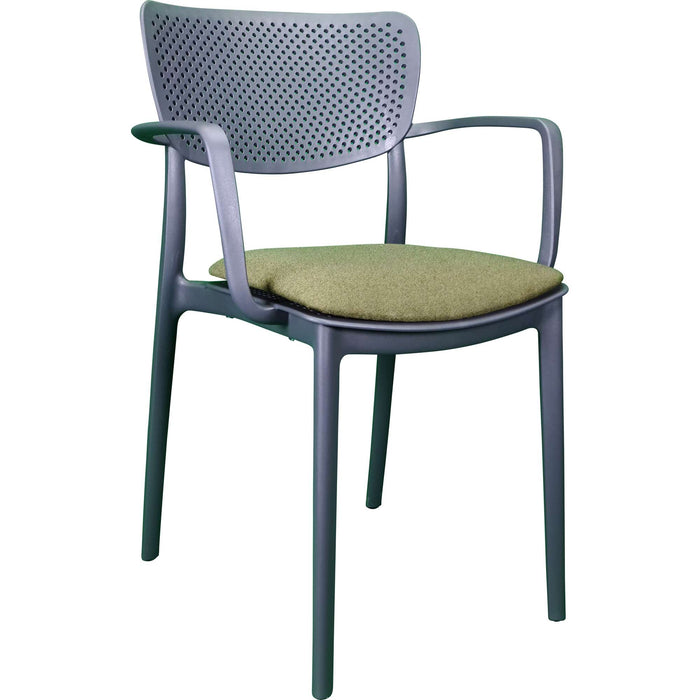 Siesta Loft Arm Chair - Anthracite with Olive Green Fabric Cushion